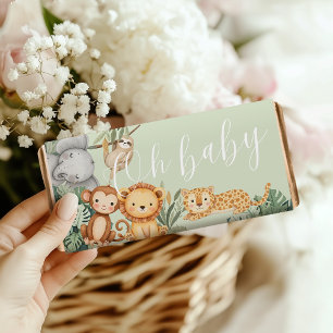 Pastel Tropical baby shower Jungle Safari Animals  Hershey Bar Favors