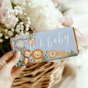 Pastel Tropical baby shower Jungle Safari Animals  Hershey Bar Favors