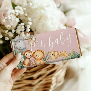 Pastel Tropical baby shower Jungle Safari Animals  Hershey Bar Favors