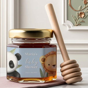 Pastel Tropical Baby Shower Jungle Safari Animals  Honey Jar Favors