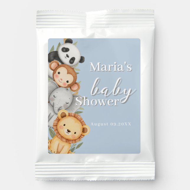 Pastel Tropical Baby Shower Jungle Safari Animals  Margarita Drink Mix (Front)