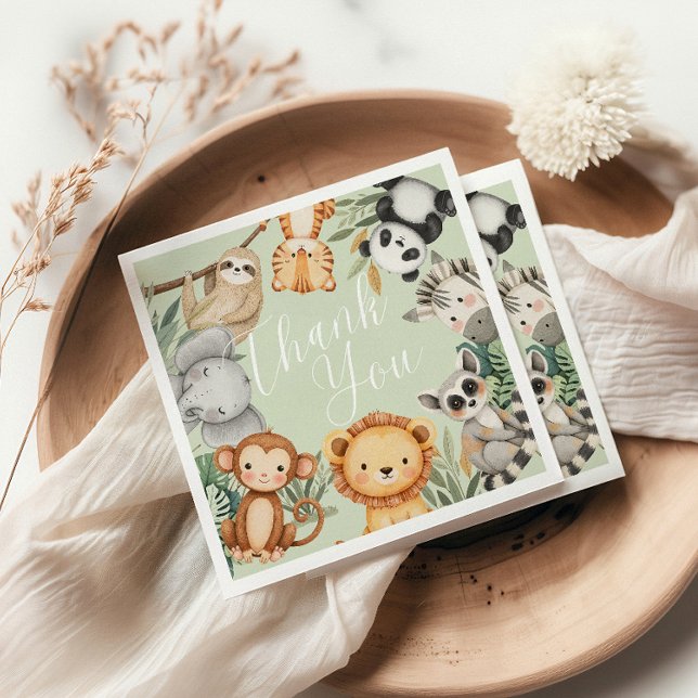 Pastel Tropical baby shower Jungle Safari Animals  Napkins (Creator Uploaded)