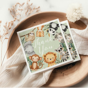 Pastel Tropical baby shower Jungle Safari Animals Napkins