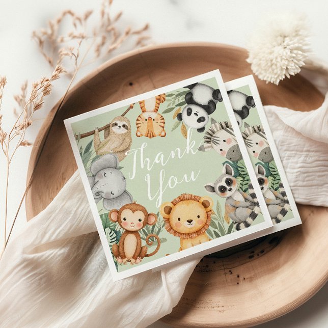 Pastel Tropical baby shower Jungle Safari Animals  Napkins (Creator Uploaded)