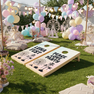 Pastel Tropical Festival Themed Cornhole Set