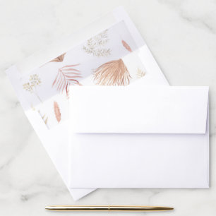 Pastel Tropical Foliage Bohemian Wedding Envelope Liner
