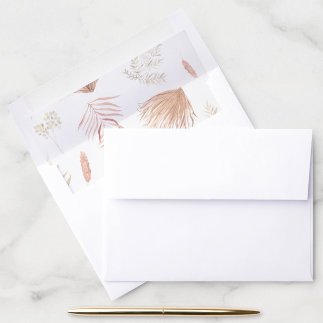 Pastel Tropical Foliage Bohemian Wedding Envelope Liner (Desk)
