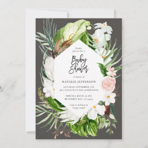Pastel tropical+ gold geometric baby shower invite