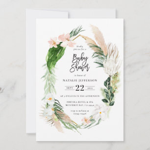 Pastel tropical+ gold geometric baby shower invite