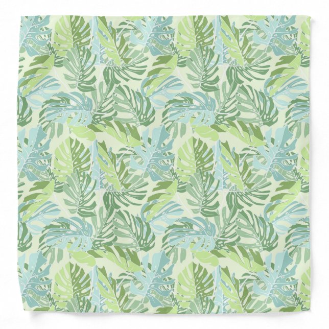 Pastel Tropical Palm Leaves Bandana (Front)