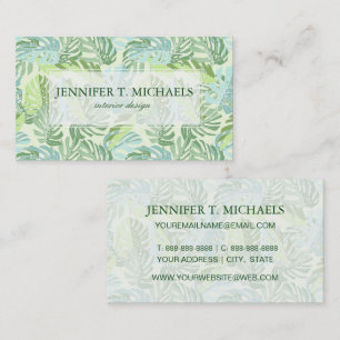 Pastel Tropical Palm Leaves Business Card