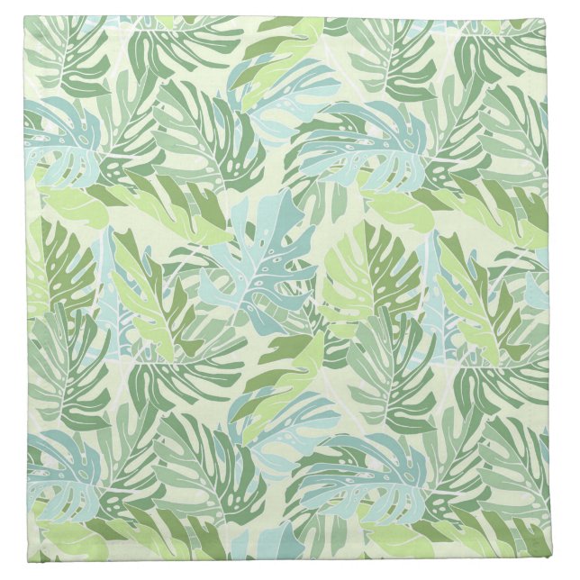 Pastel Tropical Palm Leaves Cloth Napkin (Front)