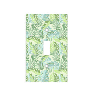 Pastel Tropical Palm Leaves Light Switch Cover