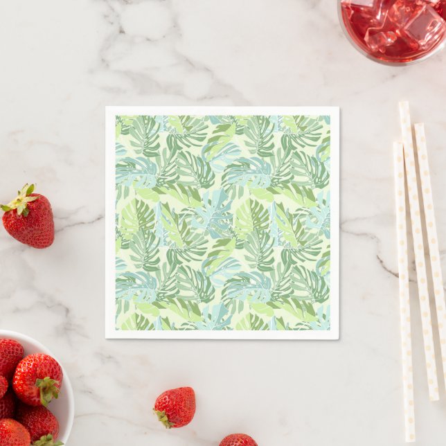 Pastel Tropical Palm Leaves Napkins (Insitu)