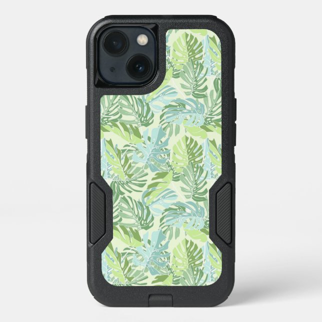 Pastel Tropical Palm Leaves Otterbox iPhone Case (Back)
