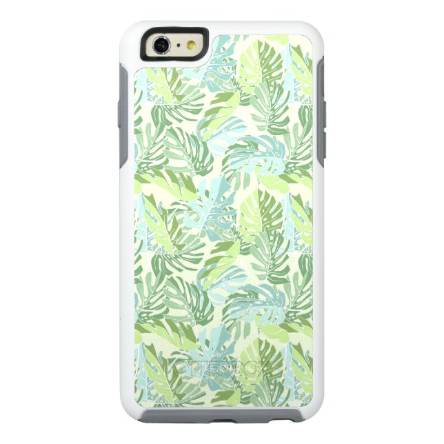 Pastel Tropical Palm Leaves Otterbox iPhone Case (Back)