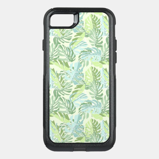 Pastel Tropical Palm Leaves Otterbox iPhone Case (Back)