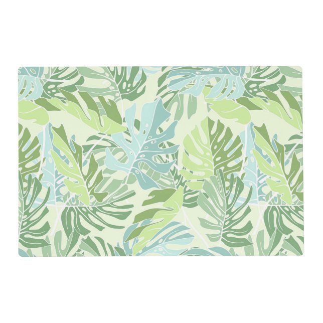 Pastel Tropical Palm Leaves Placemat (Front)