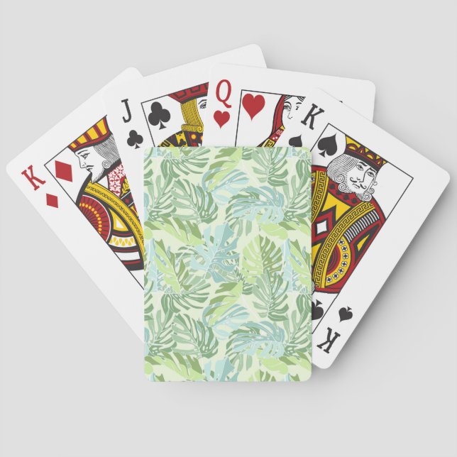 Pastel Tropical Palm Leaves Poker Cards (Back)