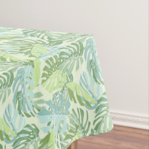 Pastel Tropical Palm Leaves Tablecloth