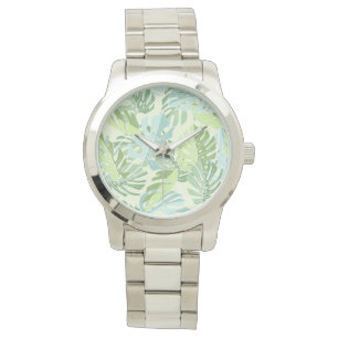 Pastel Tropical Palm Leaves Watch