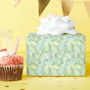 Pastel Tropical Palm Leaves Wrapping Paper