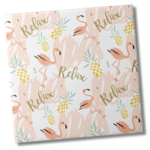 Pastel Tropical Pink Flamingo Pattern