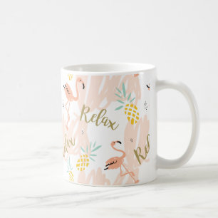 Pastel Tropical Pink Flamingo Pattern Coffee Mug