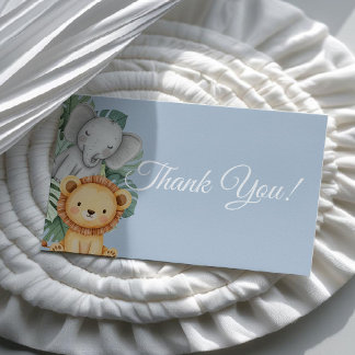 Pastel Tropical Safari Animals thank you card