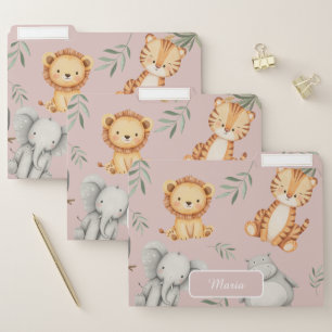 Pastel Tropical Wild  Jungle Safari Animals  File Folder