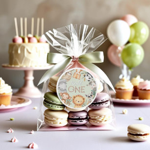 Pastel Tropical Wild One Jungle Safari Animals Classic Round Sticker