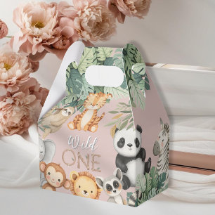 Pastel Tropical Wild One Jungle Safari Animals  Favor Boxes