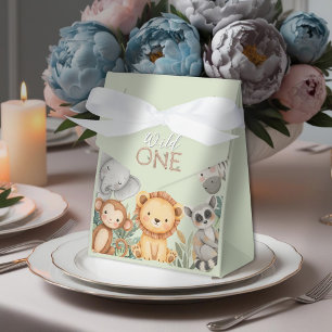 Pastel Tropical Wild One Jungle Safari Animals  Favor Boxes