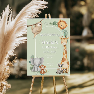Pastel Tropical Wild One Jungle Safari Animals Foam Board