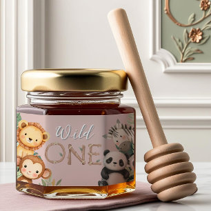 Pastel Tropical Wild One Jungle Safari Animals  Honey Jar Favors