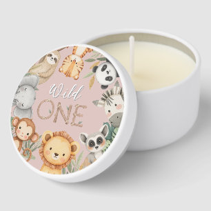 Pastel Tropical Wild One Jungle Safari Animals Mini Candle Favors