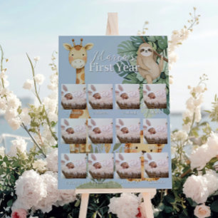 Pastel Tropical Wild One Jungle Safari Photo sign