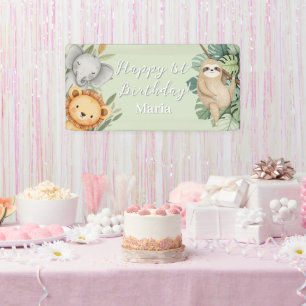 Pastel Tropical Wild One Jungle Safari Photo sign