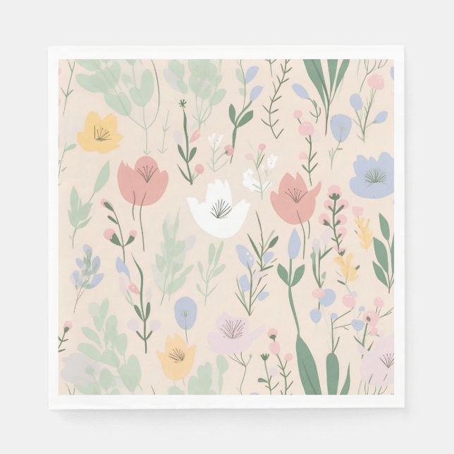 Pastel Tulip Design Napkins (Front)