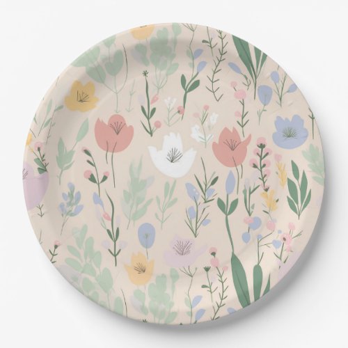 Pastel Tulip Design Paper Plates