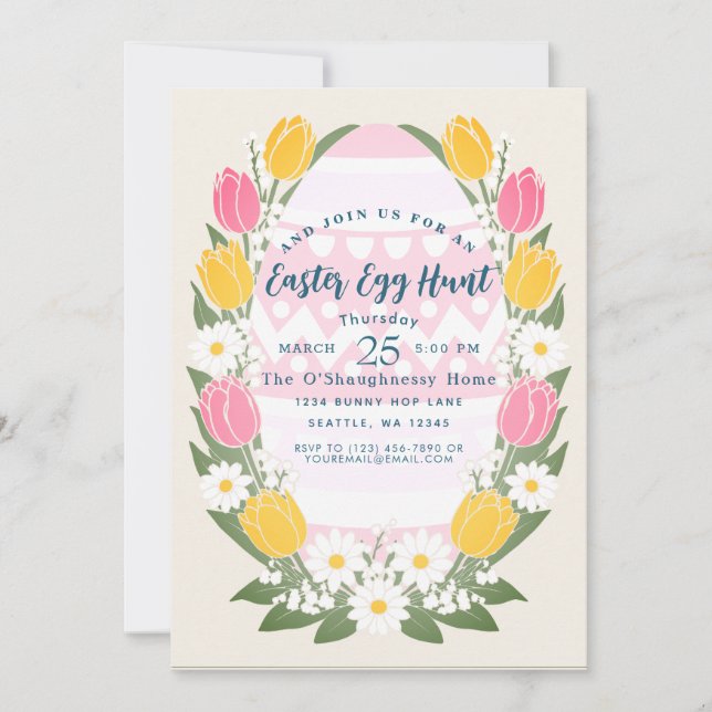 Pastel Tulip Easter Egg Hunt Invitation (Front)