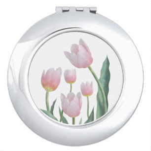 Pastel Tulip Floral Design Compact Mirror