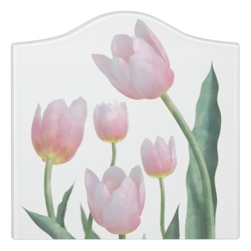 Pastel Tulip Floral Design Door Sign