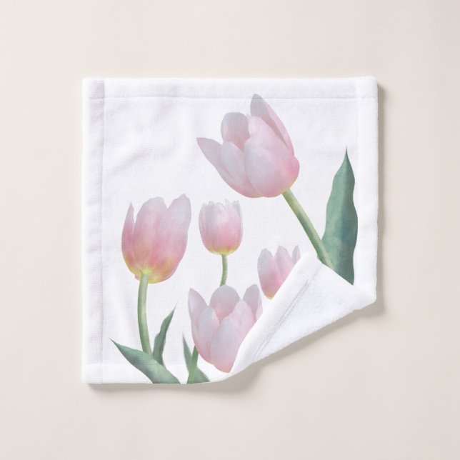 Pastel Tulip Floral Design Wash Cloth (Wash Cloth)