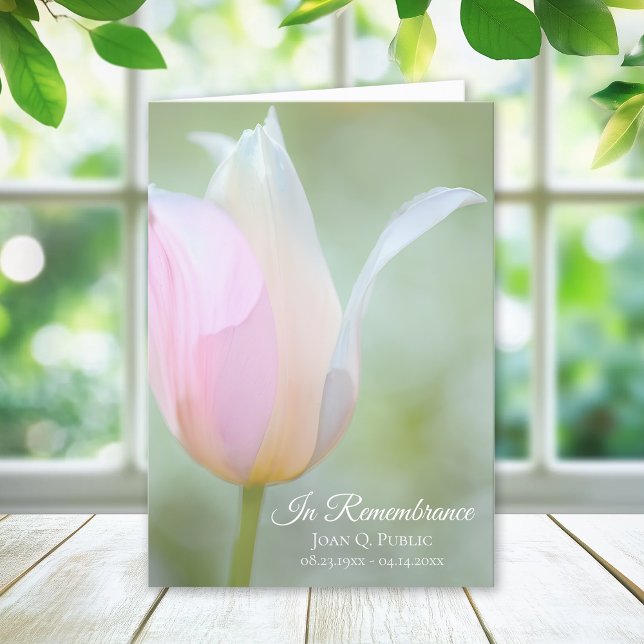Pastel Tulip Flower Spring Funeral Service Folded Program (Creator Uploaded)