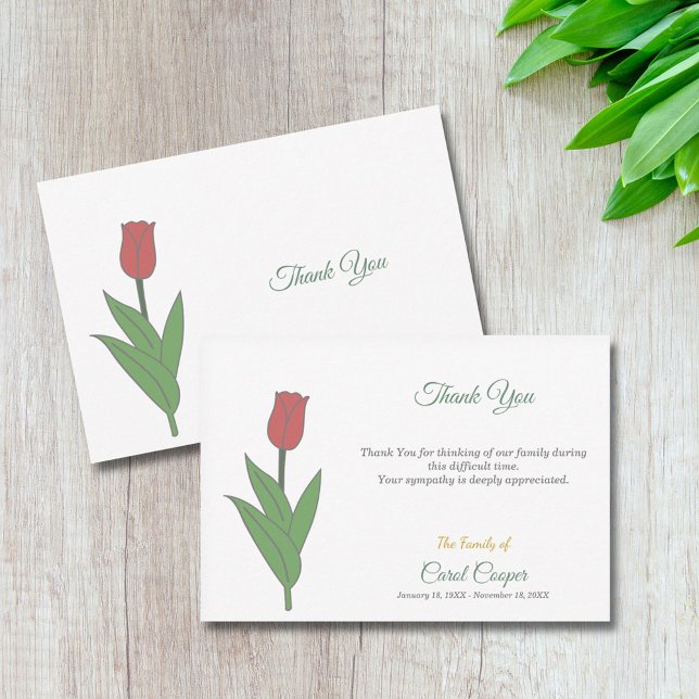 Pastel Tulip Funeral Thank You Note Card (Pastel Tulip Funeral Thank You Note Card)