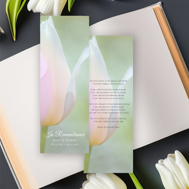 Pastel Tulip Spring Funeral Memorial Prayer Card Bookmarks (Creator Uploaded)