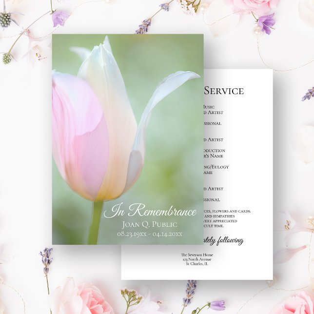 Pastel Tulip Spring Funeral Memorial Service Program (Creator Uploaded)