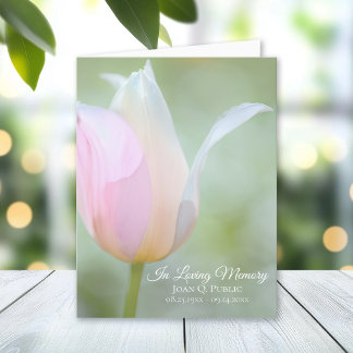 Pastel Tulip Spring Funeral Memorial Sympathy Letterpress Thank You Card