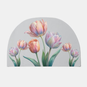 Pastel Tulip Wedding Suite Elegant Typography Doormat
